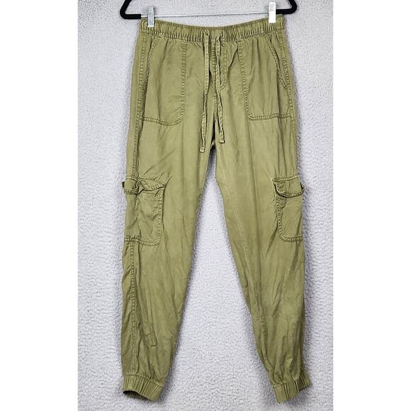 C&C California Joggers Womens Small Green Drawstring Cargo Pants 100% Lyocell - Picture 1 of 13